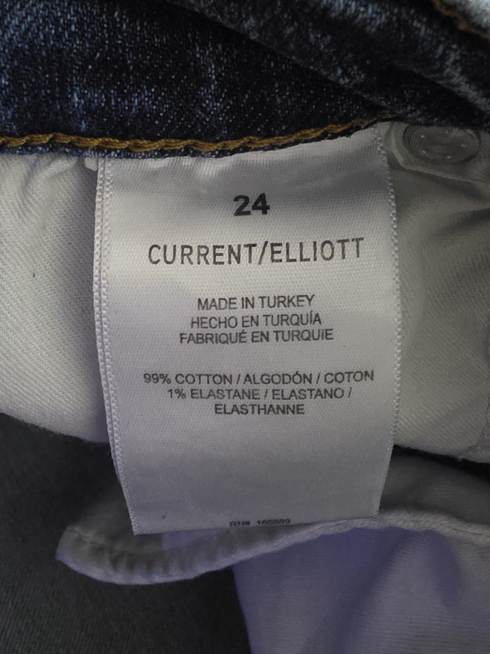 Current/Elliott High-Rise Relaxed Fit Jeans Medium Wash Raw Hem Womens 24 - Picture 8 of 8